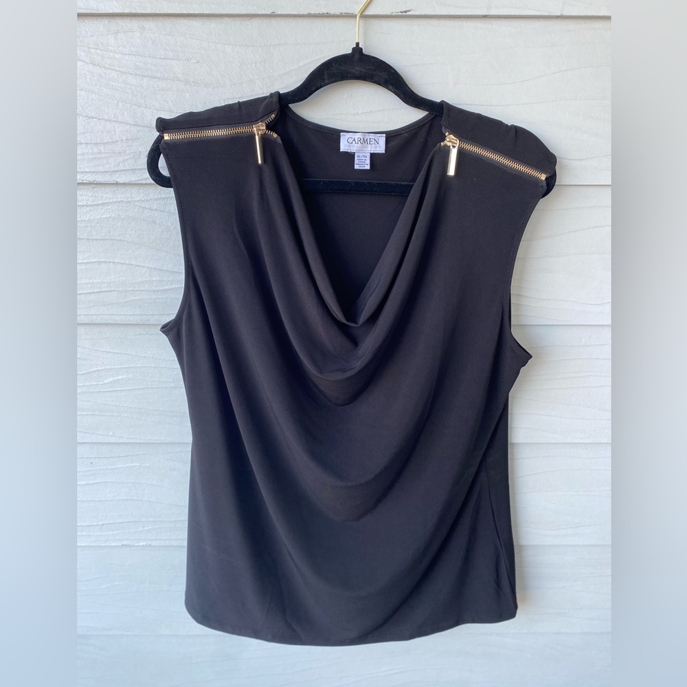 Calvin Klein Black Draped Women's Top